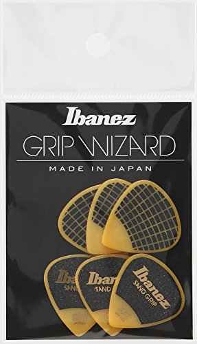 IBANEZ Grip Wizard Series Sand Grip Flat Pick - gelb 6 Stück (PPA16HSG-YE) von Ibanez