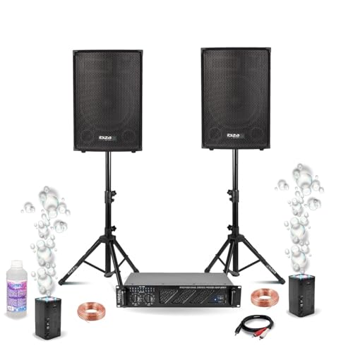 Ibiza - DJ-Set 2 Lautsprecher Ibiza DISCO12B 2 x 600 W – Standfuß – Verstärker belüftet 2 x 480 W – 2 Seifenblasenmaschinen LED Bubble-Dream – Kabel Ibiza - DJ-Set 2 Lautsprecher Ibiza DISCO12B 2 x 600 W – Standfuß – Verstärker belüftet 2 x 480 W – 2 Seifenblasenmaschinen LED Bubble-Dream – Kabel von Ibiza