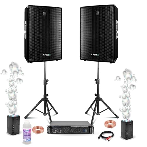 Ibiza - DJ-Set 2 Lautsprecher Ibiza DISCO15B 2 x 700 W – Standfuß – Verstärker belüftet 2 x 800 W AMP1000-MKII – 2 Seifenblasenmaschinen Ibiza - DJ-Set 2 Lautsprecher Ibiza DISCO15B 2 x 700 W – Standfuß – Verstärker belüftet 2 x 800 W AMP1000-MKII – 2 Seifenblasenmaschinen von Ibiza