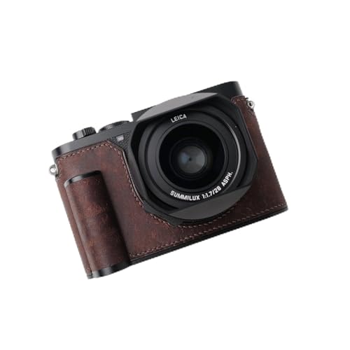Kamera-Spezialisierte Halbtasche aus echtem Leder für Leica Q3 【Handgefertigt von Iborrys】 Oberschicht aus Rindsleder + Metallgrundplatte + Handschaft 3-in-1-Design (Kaffee) von Iborrys