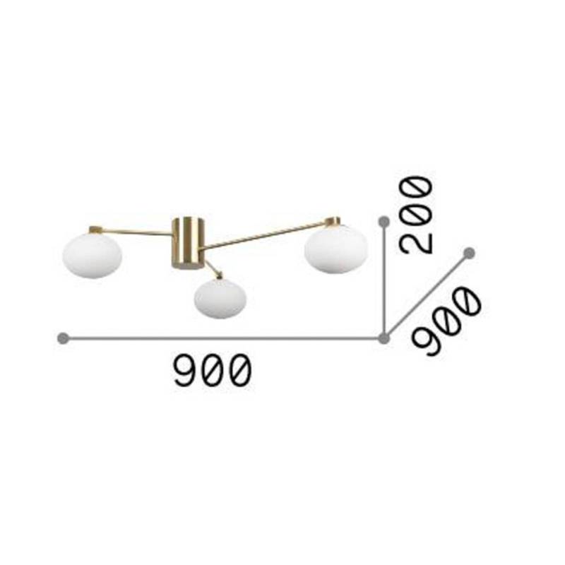 Ideal Lux Deckenleuchte Hermes, weiß, 90 cm, 3-flammig, Glas von Ideallux