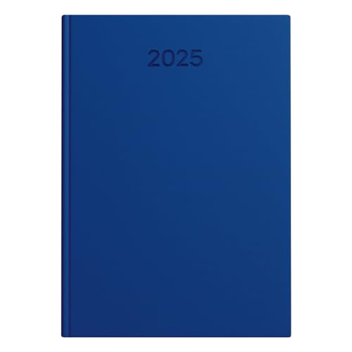 Idena 11135 - Buchkalender DIN A5 2025, 1 Tag auf 1 Seite, Sa/So auf 1 Seite, Terminplaner mit wattiertem Hardcover-Einband in Blau und Leseband von Idena