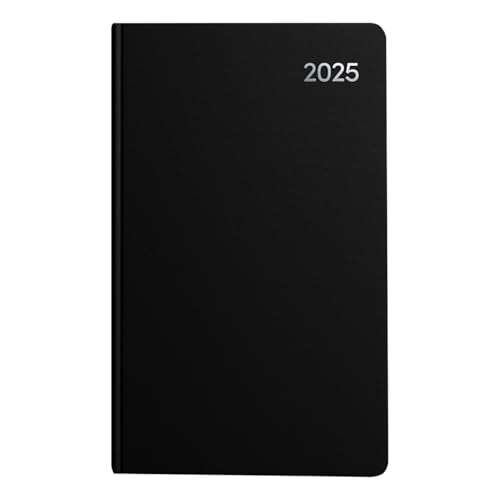 Idena 11161 - Taschenkalender 2025 im Format 10 x 16,5 cm, 1 Tag auf 1 Seite, Terminplaner mit Einband in Schwarz und Registerschnitt von Idena