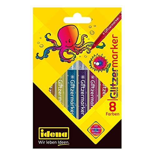 Idena 60053 - Glitzermarker, 8er Etui, in sortierten Farben von Idena