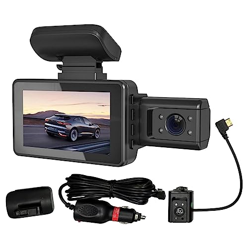 Dashcams für Autos vorne und hinten,3 Zoll große, um 360 Grad drehbare Armaturenbrettkamera vorne und innen - 1080P-Parküberwachung, Auto-DVR, Nachtsicht, Parkmodus, G-Sensor Idezek von Idezek