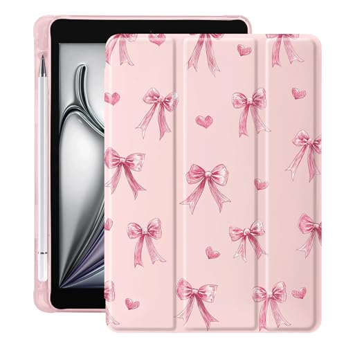 Idocolors Kawaii Pink Bow Pad Hülle für iPad 10th Generation, Clear TPU Stand Back Cover mit Stifthalter, für 10.9 Zoll iPad 2022 Pink Auto Wake/Sleep Einstellbare Schutzhülle von Idocolors