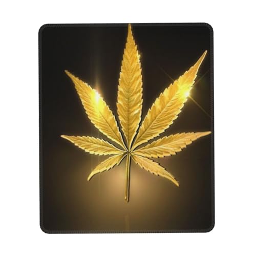 Golden Cannabis Mauspad, Komfort-Mauspad mit rutschfester Gummiunterseite, Laptop, waschbares, kabelloses Mauspad, Verriegelungskante, Mauspad für Gaming und Arbeit, 17,8 x 21,8 cm von IguaTu