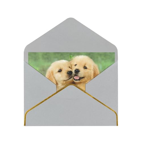 Golden Retriever Phnom Penh Pearl Papier-Grußkarte – Luxuriöse Einladungskarte für Urlaub, Geburtstag, Hochzeit, mit passendem Umschlag – elegantes faltbares Design für alle Anlässe von IguaTu