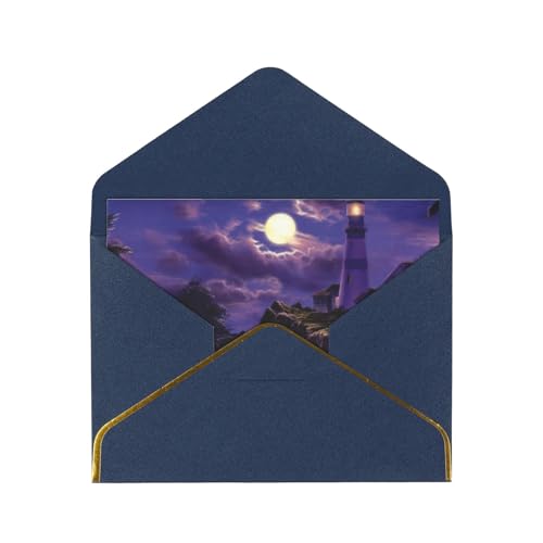 Moonlight Lighthouse Phnom Penh Pearl Paper Greeting Card - Luxury Holiday, Birthday, Wedding Invitation Card With Matching Envelope - Elegant Foldable Design For All Occasions von IguaTu