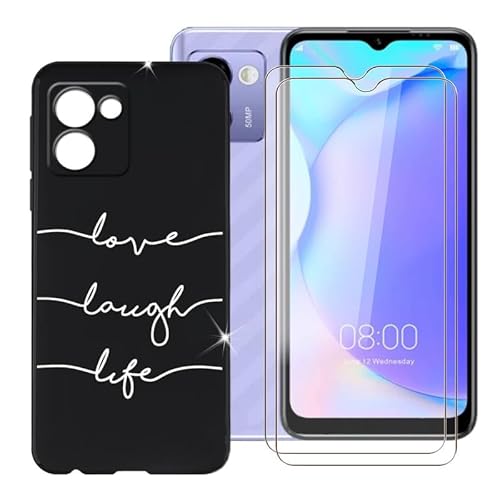 Ikiiqii für Doogee N50 Pro (6.52") Handyhülle + Displayschutz(2 Sätze), Hülle rutschfeste Stoßkasten Schale Schutzhülle + Gehärtetes Glas - Minimalistischer Text von Ikiiqii