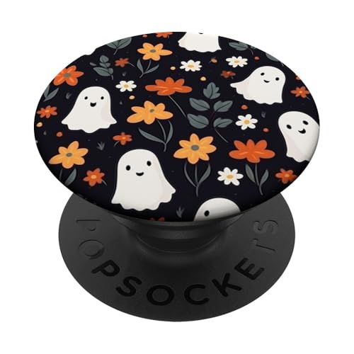 Halloween-Muster mit Geistern und Blumen PopSockets mit austauschbarem PopGrip von Ikota Design