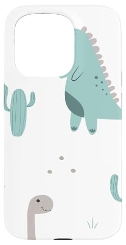 Hülle für iPhone 15 Pro Muster für Kinder, Dinosaurier und Kaktus von Ikota Design