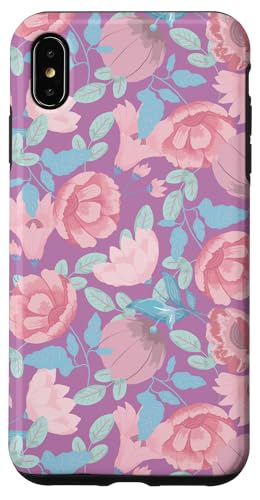 Lebhaftes Blumenmuster in Rosa und Violett Hülle für iPhone XS Max von Ikota Design