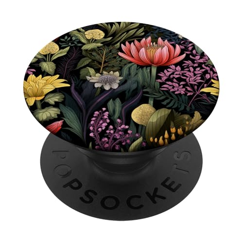 Modernes dunkles Botanik-Muster PopSockets mit austauschbarem PopGrip von Ikota Design
