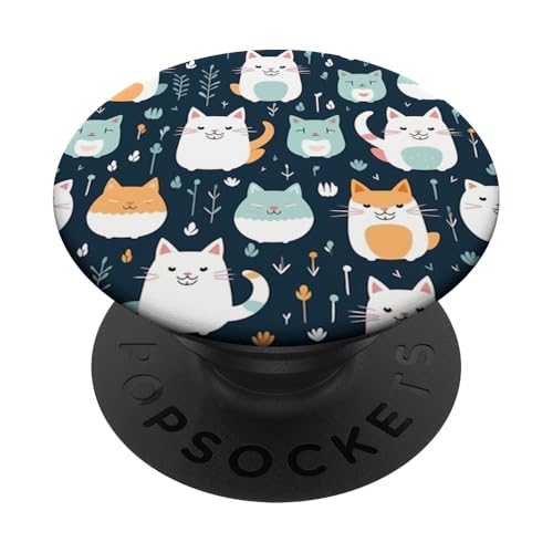 Süßes buntes Katzenmuster PopSockets mit austauschbarem PopGrip von Ikota Design