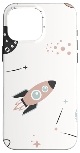 Weltraummuster mit Raketen und Planeten - Pastelltöne Hülle für iPhone 16 Pro Max von Ikota Design