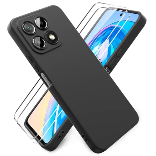 Ikziwreo Hülle für Honor X8a + [2 Stück] Display Schutzfolie, Schlank Weich Dünn TPU Case Stoßfest Anti-Scratch Hülle Mit Mikrofaser - Schwarz von Ikziwreo