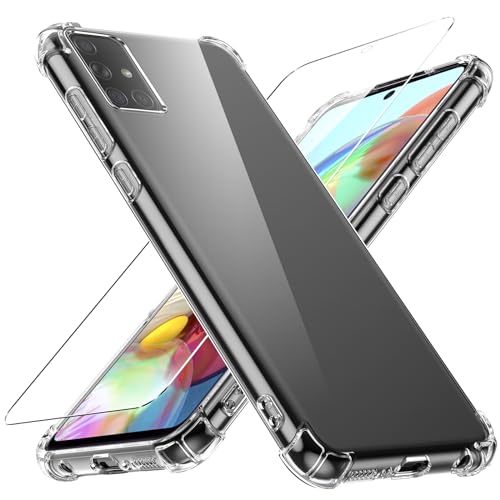 Ikziwreo - Hülle für Samsung Galaxy A71 4G Handyhülle mit 1 Stück Displayschutzfolie, TPU Bumper Stoßfest Silikon Ganzkörper Schutzhülle für Samsung Galaxy A71 4G, Transparent von Ikziwreo