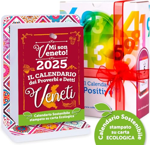 Kalender "Mi son Veneto" 2025 mit Ständer | "Jedes Dì Ghe Vien Fora eine" | Sprüche und Sprüche VENETI | Ausgabe mit neuen Sätzen | Maße 12 x 17 x 6,5 von Il Calendario Positivo