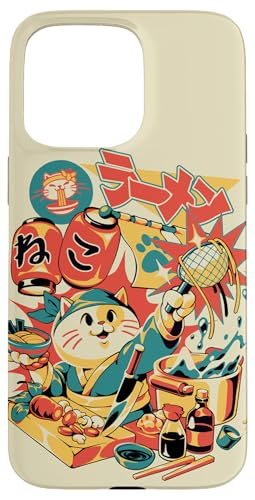 Hülle für iPhone 15 Pro Max Neko Ramen Chef Japanische Nudeln, Schale für Udon Cat von Ilustrata Official