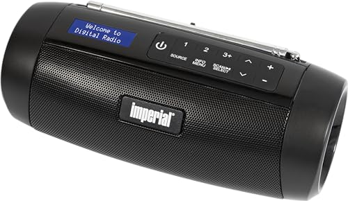 IMPERIAL DABMAN GO – Tragbarer Bluetooth-Lautsprecher mit Radio (DAB+/UKW, Akku, 8 Stunden Wiedergabe, IPX5 wasserdicht, 5 Watt) – Schwarz von Imperial