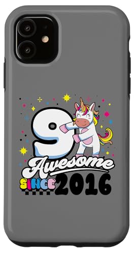 9. Geburtstag Einhorn Awesome seit 2016 9 Jahre alt Geschenk Hülle für iPhone 11 von InGENIUS Einhorn Geburtstag Shirts & Geschenke