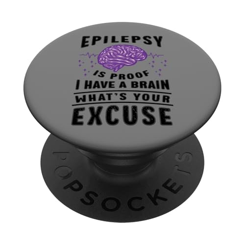 Epilepsie Awareness Proof I Have A Brain Purple Warrior PopSockets Klebender PopGrip von InGENIUS Epilepsie Support Shirts & Geschenke