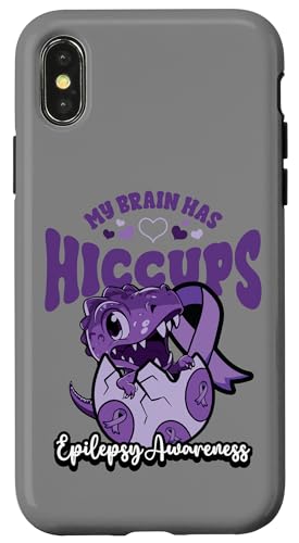 Hülle für iPhone X/XS Epilepsie-Bewusstsein Mein Gehirn hat Schluckauf Lila von InGENIUS Epilepsie Support Shirts & Geschenke