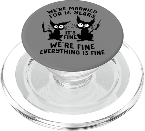 16. Hochzeitstag 16 Jahre verheiratet Seine feine Katze PopSockets PopGrip für MagSafe von InGENIUS Husband & Wife Anniversary Matching Shirt