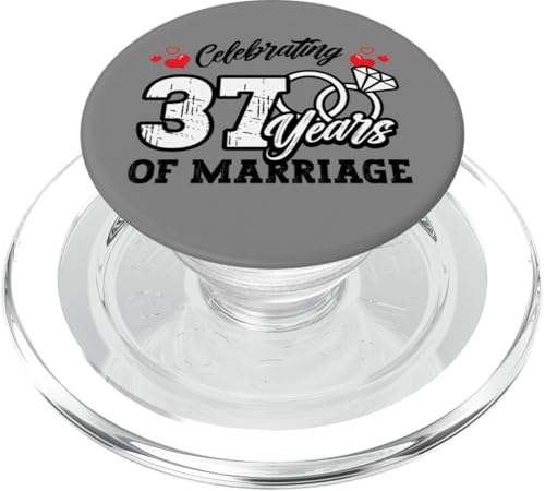 37. Hochzeitstag Feier von 37 Jahren Matching Gift PopSockets PopGrip für MagSafe von InGENIUS Husband & Wife Anniversary Matching Shirt