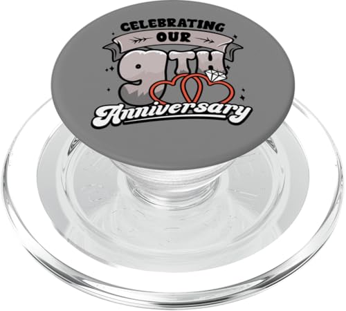 9. Hochzeitstag Wir feiern 9 Jahre Matching Gift PopSockets PopGrip für MagSafe von InGENIUS Husband & Wife Anniversary Matching Shirt