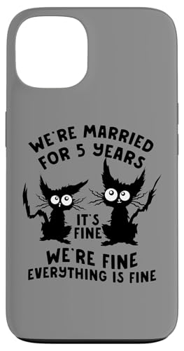 Hülle für iPhone 13 5. Hochzeitstag 5 Jahre verheiratet Seine feine Katze lustig von InGENIUS Husband & Wife Anniversary Matching Shirt