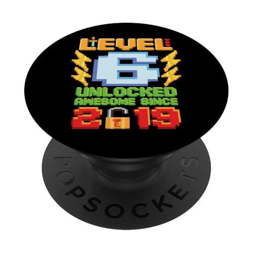 6. Geburtstag Gamer Level 6 Unlocked Gaming 6 Jahre alt PopSockets Klebender PopGrip von InGENIUS Video Game Geburtstagsshirts & Geschenke