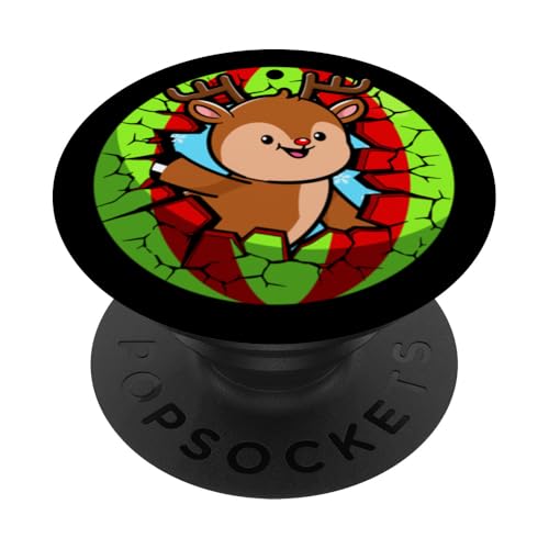 Fröhliche Weihnachten Rentier Grafik Niedliches PopSockets Klebender PopGrip von InGENIUS Weihnachts-Shirts & Geschenke