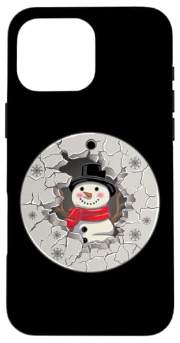 Hülle für iPhone 16 Pro Max Fröhliche Weihnachten Schneemann Grafik Winter Xmas von InGENIUS Weihnachts-Shirts & Geschenke