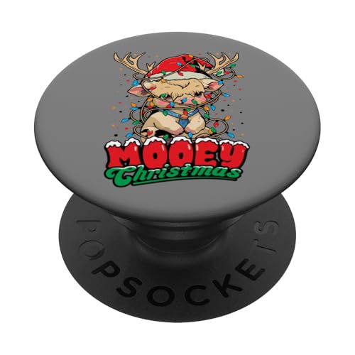 Mooey Christmas Schottische Hochlandkuh-Liebhaberin Xmas PopSockets Klebender PopGrip von InGENIUS Weihnachts-Shirts & Geschenke