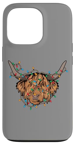 Hülle für iPhone 13 Pro Weihnachtsbeleuchtung Higland Cow Fluffy Scottish Cow Lover von InGENIUS Weihnachtsshirts & Geschenke