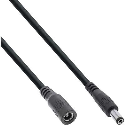 InLine® DC Verlängerungskabel, DC Stecker/Buchse 5,5x2,5mm, AWG 18, schwarz 1m von InLine®