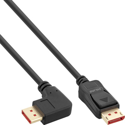 InLine® DisplayPort 1.4 Kabel, 8K4K, rechts gewinkelt, schwarz/gold, 2m von InLine®