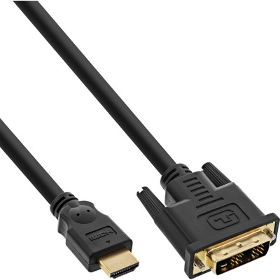 InLine® HDMI-DVI Kabel, vergoldete Kontakte, HDMI ST auf DVI 18+1 ST, 0,5m von InLine®