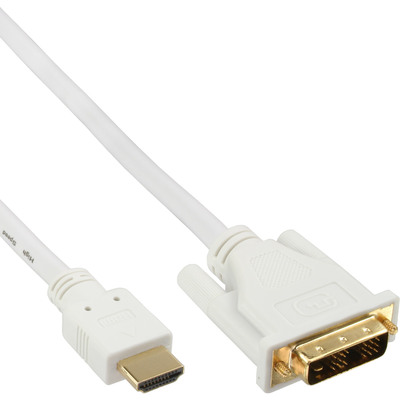 InLine® HDMI-DVI Kabel, weiß / gold, HDMI Stecker auf DVI 18+1 Stecker, 1,5m von InLine®