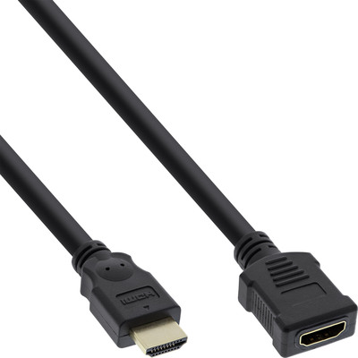 InLine® HDMI Verl., HDMI-High Speed, ST / BU, schwarz, vergoldete Kontakte, 7,5m von InLine®