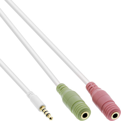 InLine® Headset Adapterkabel, 3,5mm Stecker an 2x3,5mm Buchse, weiß, 1m von InLine®