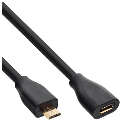 InLine® Micro-USB Verl., USB 2.0 Micro-B ST/BU, schwarz, vergoldete Kont., 2m von InLine®