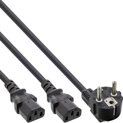 InLine® Netz-Y-Kabel, 1x Schutzkontakt ST zu 2x Kaltgeräte ST, 1m von InLine®