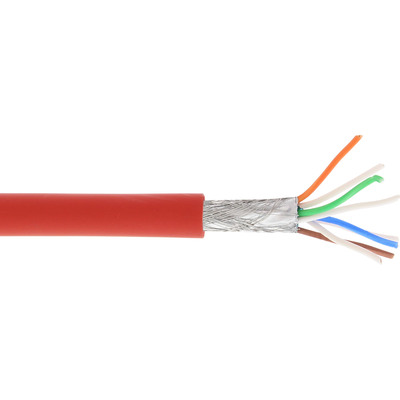 InLine® Patchkabel, S/FTP (PiMf), Cat.6A, 500MHz, halogenfrei, Kupfer, rot, 100m von InLine®