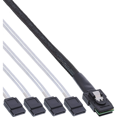 InLine® SAS Anschlusskabel, Mini SAS SFF8087 an 4x SATA, Crossover, OCF, 0,5m von InLine®