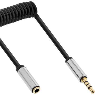 InLine® Slim Audio Spiralkabel Klinke 3,5mm ST/BU, 4-polig, Stereo, 0.5m von InLine®