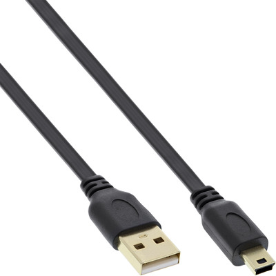 InLine® USB 2.0 Flachkabel, USB A ST an Mini-B ST (5pol.), schwarz, 1m von InLine®