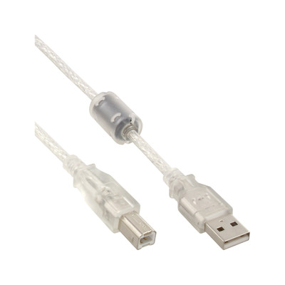 InLine® USB 2.0 Kabel, A an B, transparent, mit Ferritkern, 0,5m von InLine®